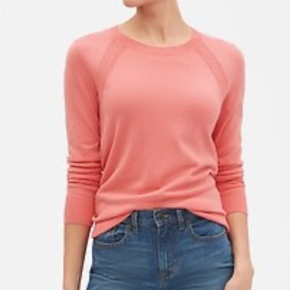 GAP Coral Peach Lightweight Crewneck Sweater Size L Cotton Blend